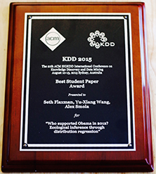 ML Team Brings Home a Best Student Paper Award from KDD 2015
